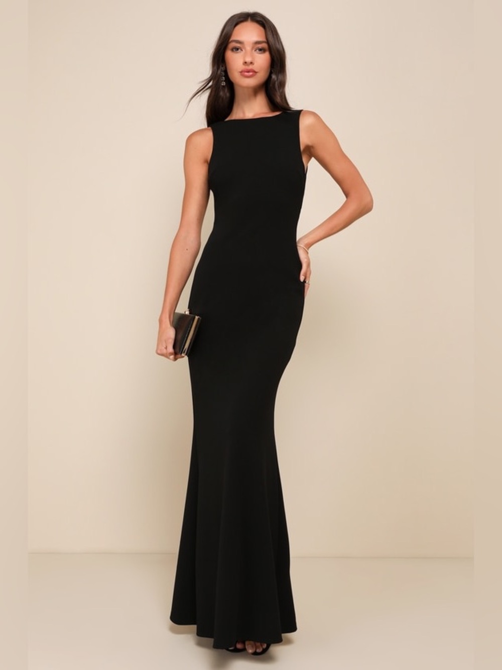 Lulus Love In Your Eyes Black Knotted Mermaid Maxi Dress New with tags Medium